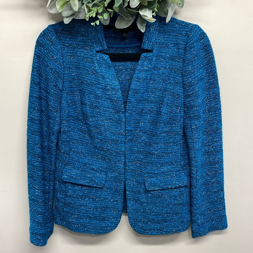 Talbots Petites Teal and Black Blazer Jacket 4P